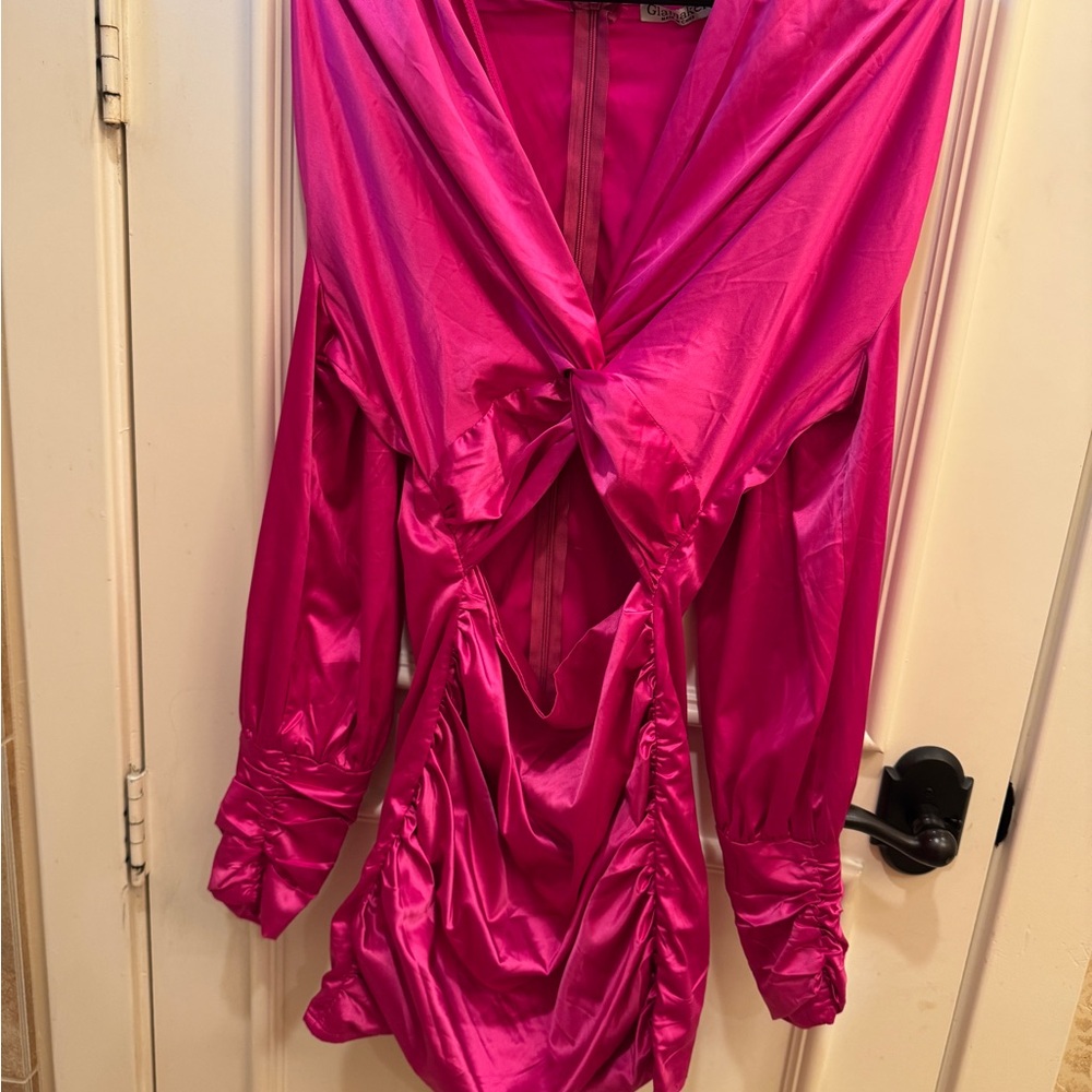 Vibrant Pink Satin Dress
